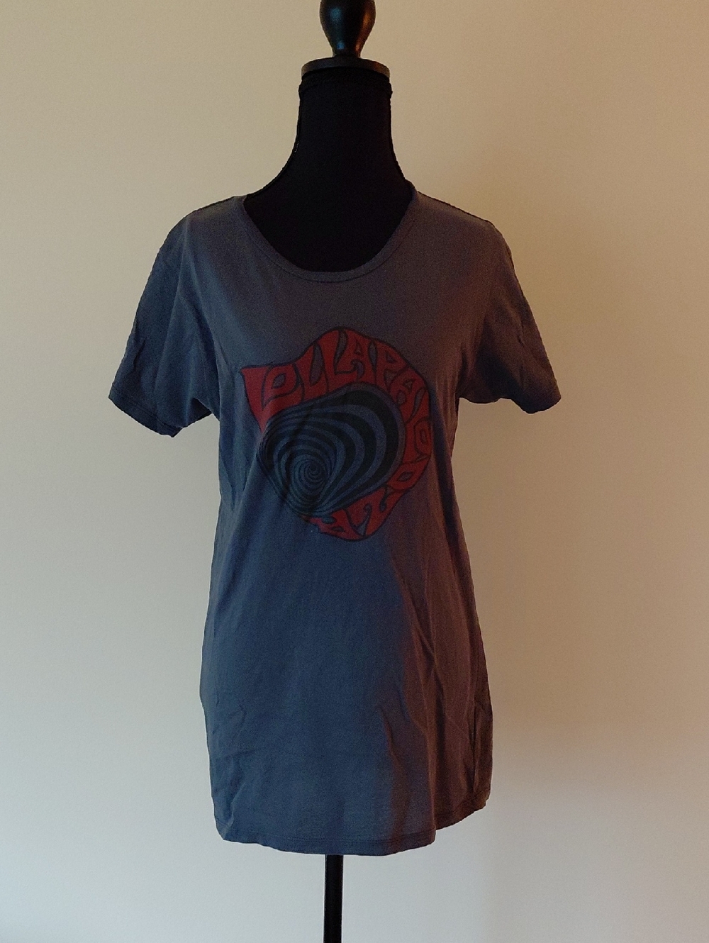 Lollapalooza 20th Anniversary Scoop Neck Tee - Grey with Red Print